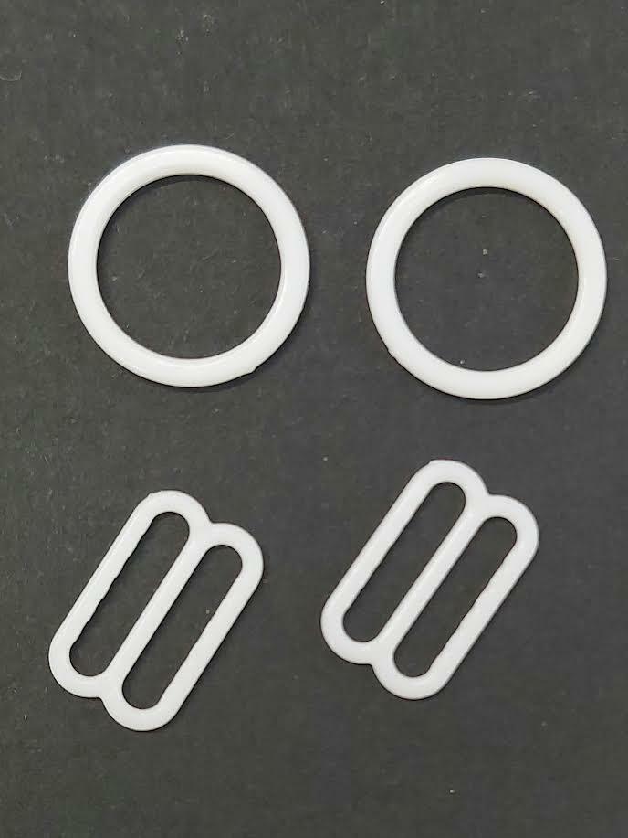 Ring schuif set wit 14mm plastic