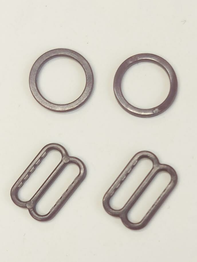 Ring schuif set bruin 12mm plastic