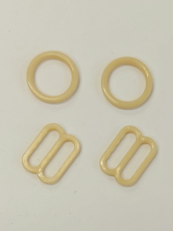 Ring schuif set champagne 10mm plastic